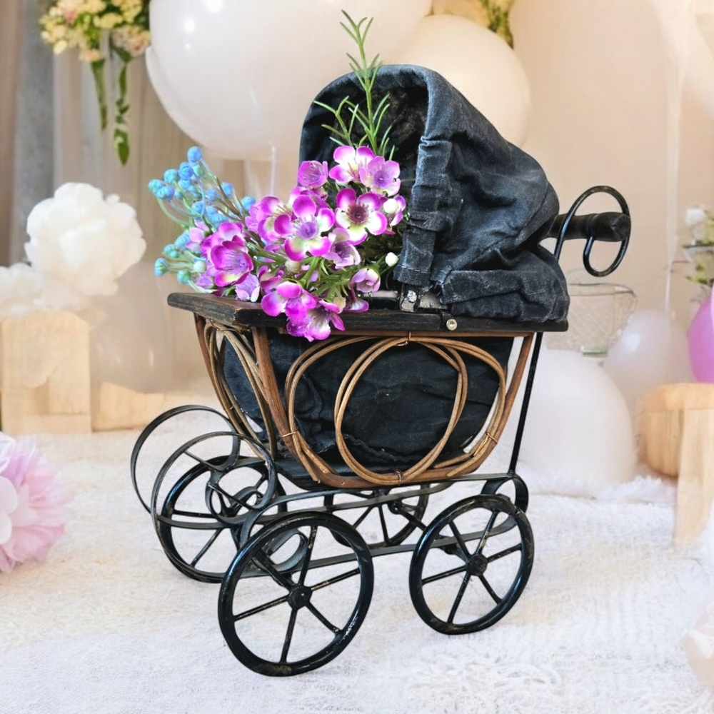 Miniature Baby Buggy Replica, Victorian style Nursery, Baby Shower Decor